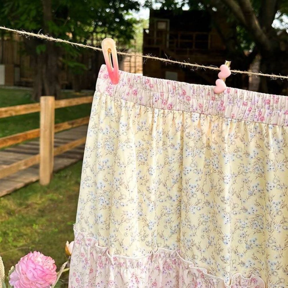 NEW! XL 12 *COQUETTE* Boho-Chic Cottagecore Ditsy Floral Maxi Skirt - Picture 3 of 5